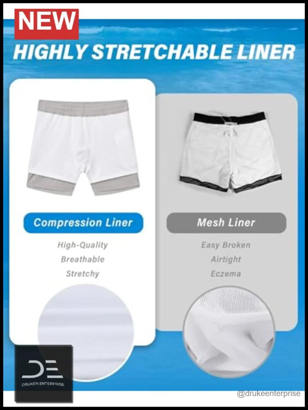 Men's 5in Swim Trunks with Compression Liner Quick Dry Board Shorts
